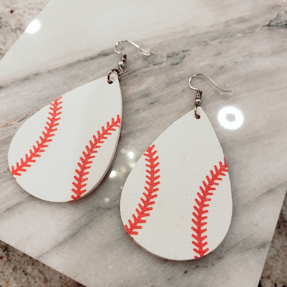 Jewelry - Baseball vegan leather earrings
